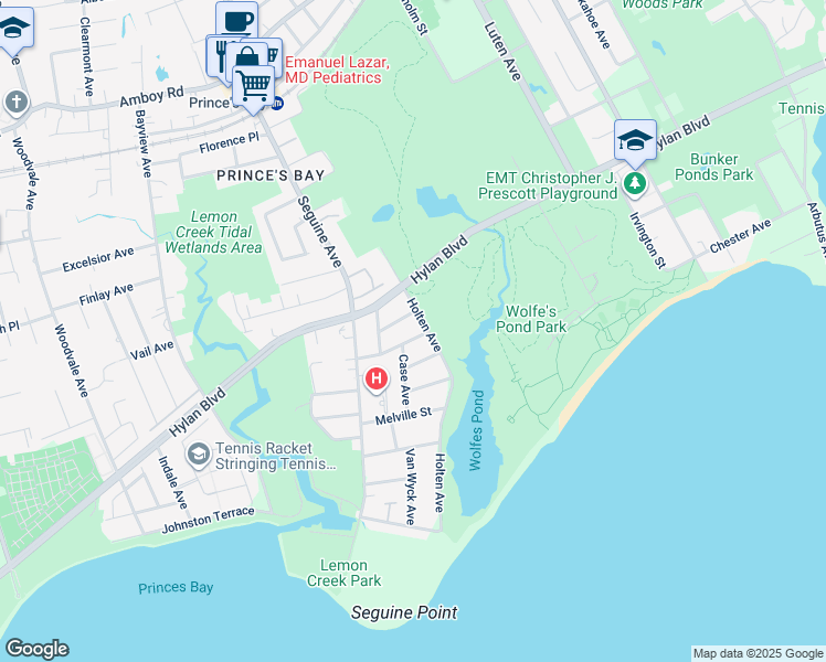 map of restaurants, bars, coffee shops, grocery stores, and more near 21 Cooper Place in Staten Island