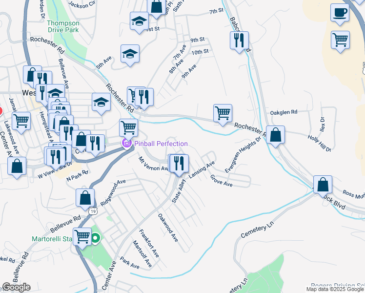 map of restaurants, bars, coffee shops, grocery stores, and more near 235 Clairmont Avenue in Pittsburgh