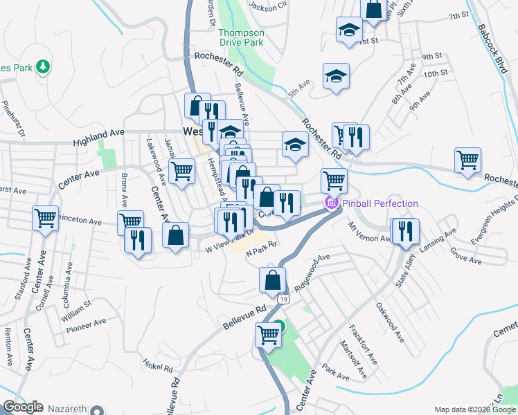map of restaurants, bars, coffee shops, grocery stores, and more near 403 Perry Highway in Pittsburgh