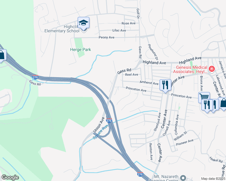 map of restaurants, bars, coffee shops, grocery stores, and more near 552 Union Avenue in Pittsburgh