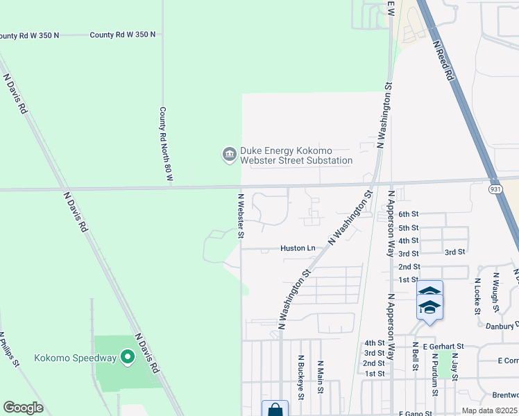 map of restaurants, bars, coffee shops, grocery stores, and more near 440 300 North in Kokomo