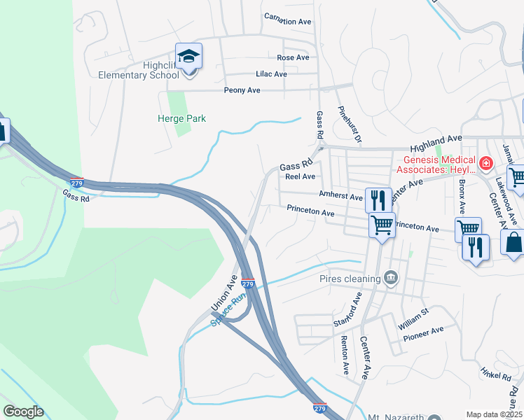 map of restaurants, bars, coffee shops, grocery stores, and more near 560 Union Avenue in Pittsburgh