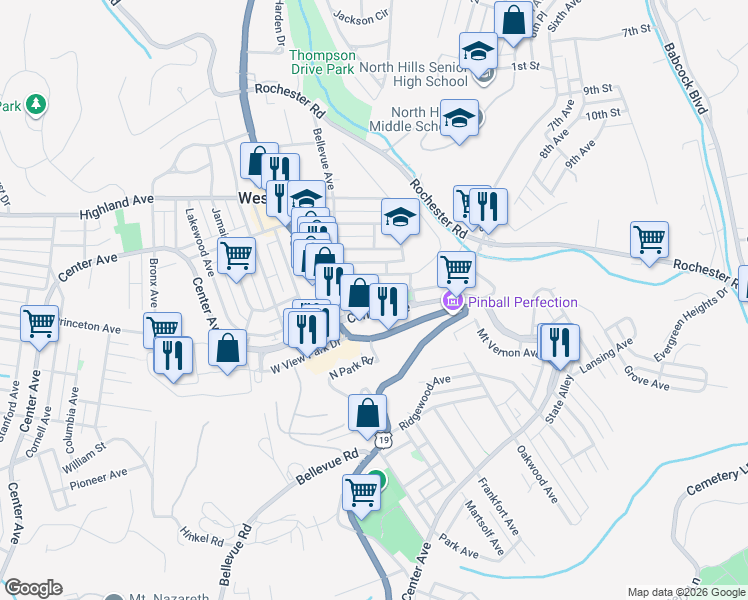 map of restaurants, bars, coffee shops, grocery stores, and more near 133 Glenmore Avenue in Pittsburgh