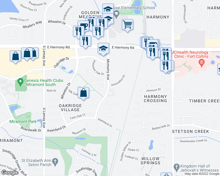 map of restaurants, bars, coffee shops, grocery stores, and more near 4812 Mcmurry Avenue in Fort Collins