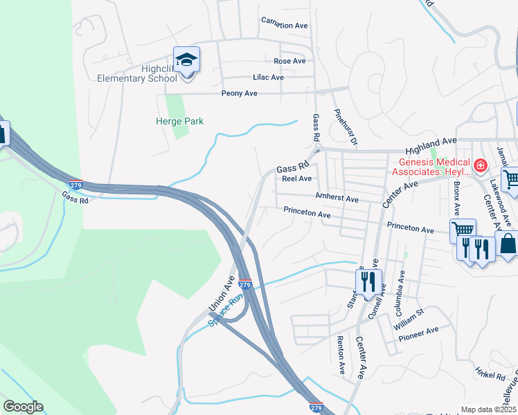 map of restaurants, bars, coffee shops, grocery stores, and more near 560 Union Avenue in Pittsburgh