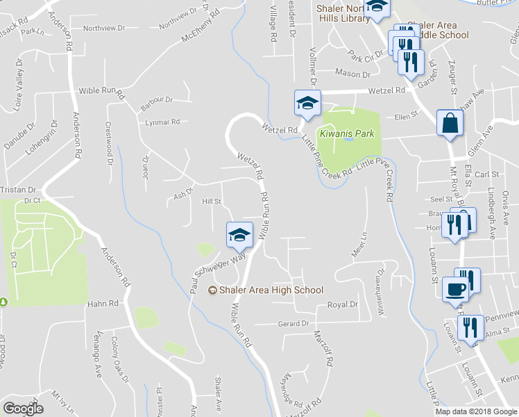 map of restaurants, bars, coffee shops, grocery stores, and more near 561 Wible Run Road in Pittsburgh