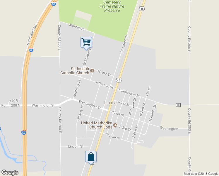 map of restaurants, bars, coffee shops, grocery stores, and more near 212 Chestnut Street in Loda