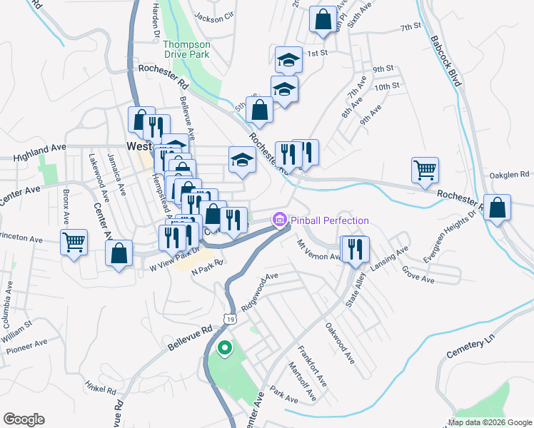 map of restaurants, bars, coffee shops, grocery stores, and more near 76 Glenmore Avenue in Pittsburgh