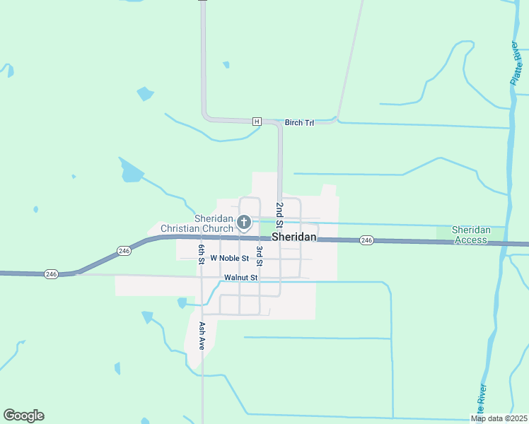 map of restaurants, bars, coffee shops, grocery stores, and more near Crescent St in Sheridan