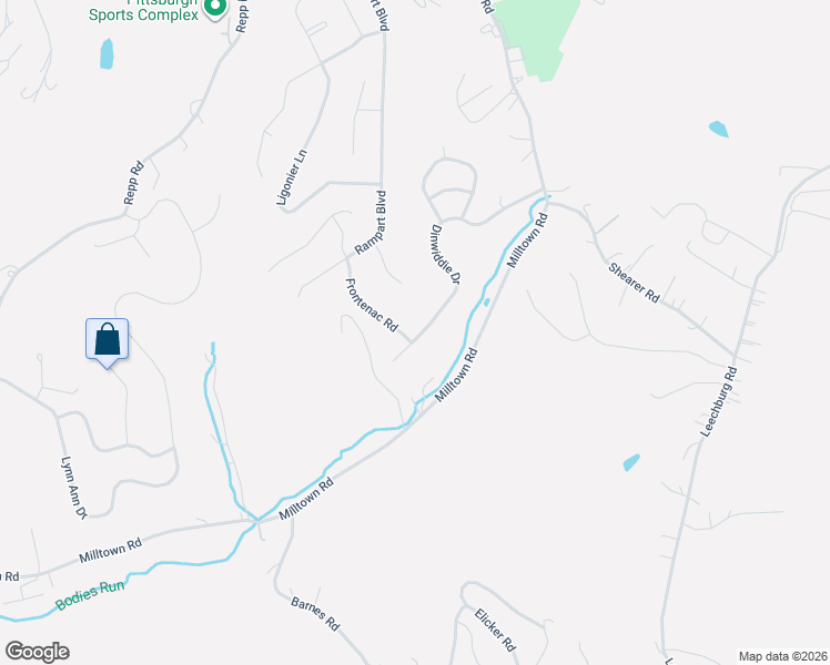 map of restaurants, bars, coffee shops, grocery stores, and more near 115 Dinwiddie Drive in New Kensington