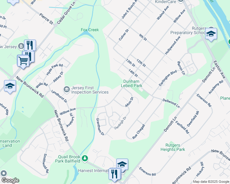 map of restaurants, bars, coffee shops, grocery stores, and more near 111 Wycombe Place in Franklin Township