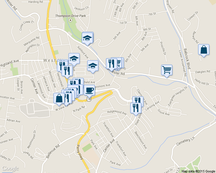 map of restaurants, bars, coffee shops, grocery stores, and more near 36 Glenmore Avenue in Pittsburgh
