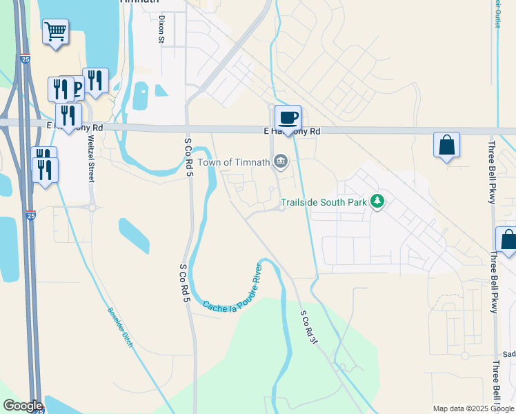 map of restaurants, bars, coffee shops, grocery stores, and more near 4801 Signal Tree Drive in Timnath