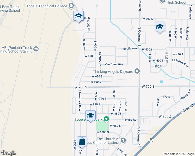 map of restaurants, bars, coffee shops, grocery stores, and more near 895 West 620 South in Tooele