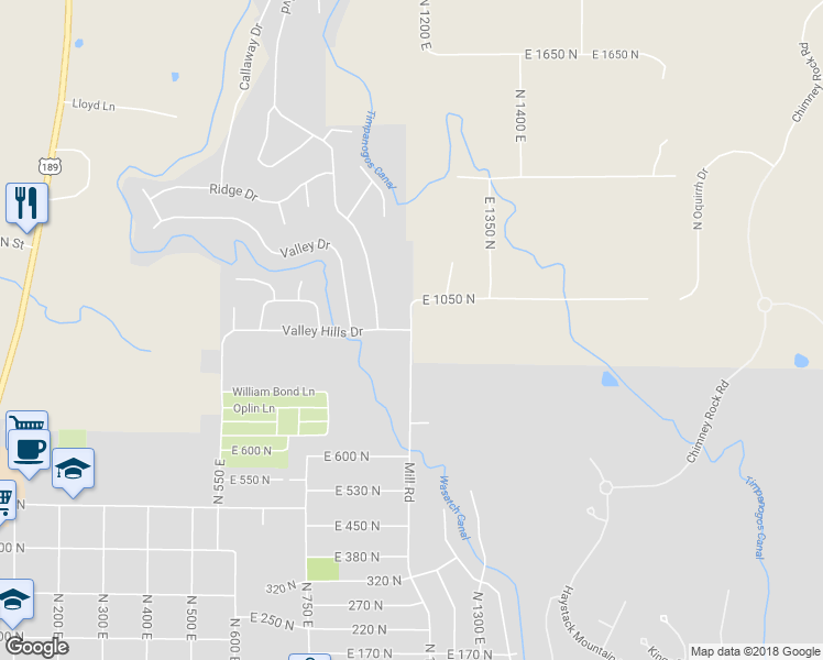 map of restaurants, bars, coffee shops, grocery stores, and more near 964 Mill Road in Heber City