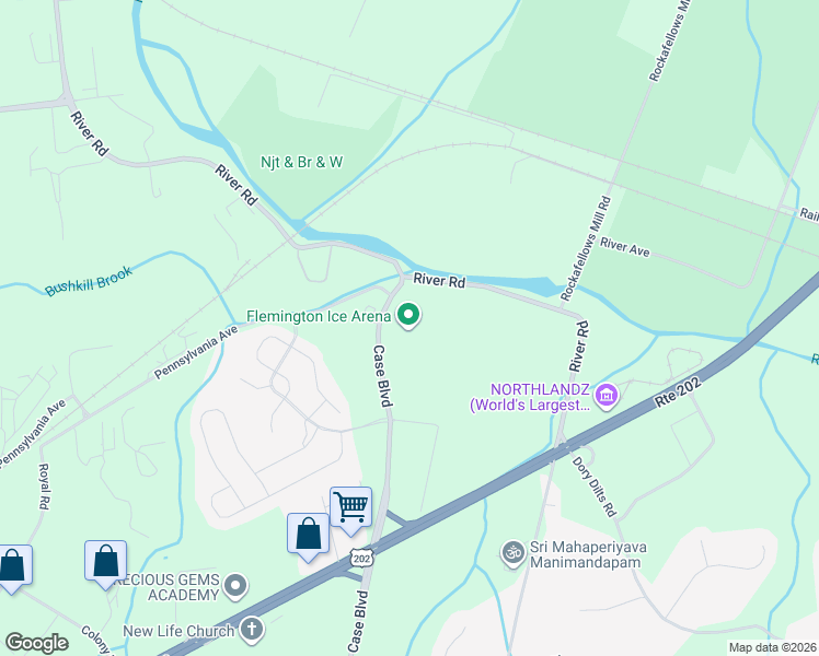 map of restaurants, bars, coffee shops, grocery stores, and more near 426 Case Boulevard in Flemington