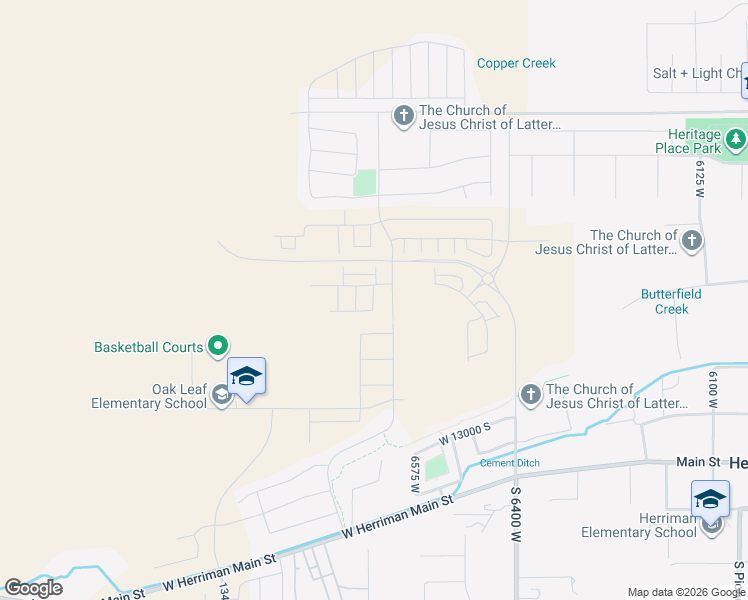 map of restaurants, bars, coffee shops, grocery stores, and more near Cuts Canyon Drive in Herriman