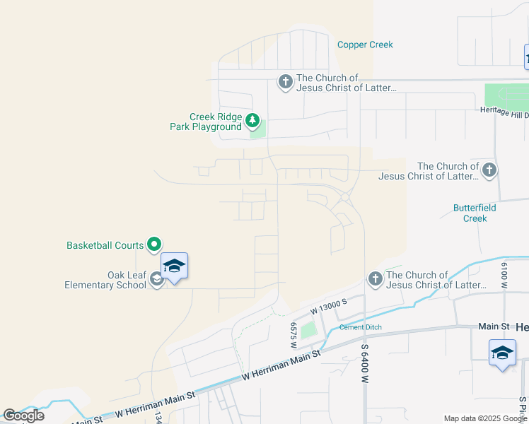 map of restaurants, bars, coffee shops, grocery stores, and more near Cuts Canyon Drive in Herriman