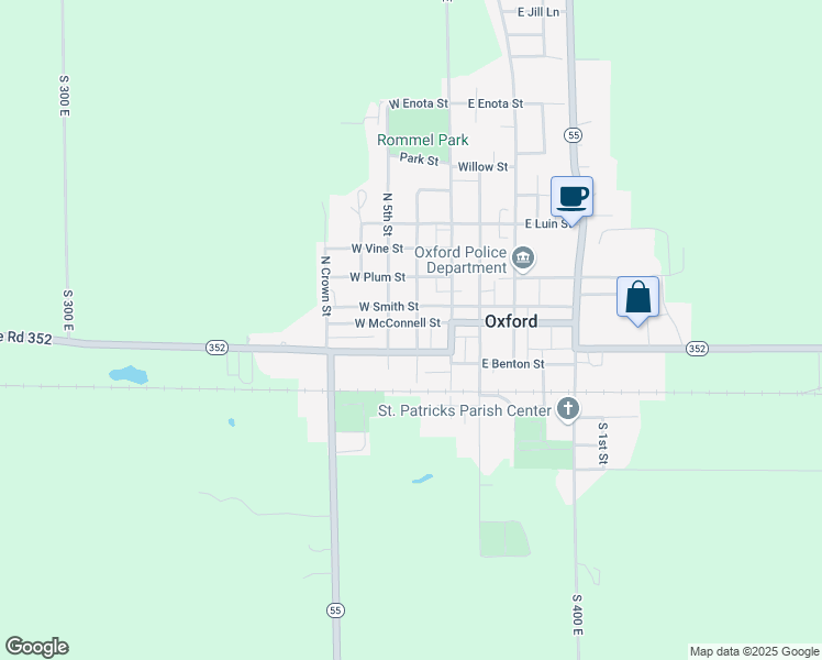 map of restaurants, bars, coffee shops, grocery stores, and more near 202 West McConnell Street in Oxford