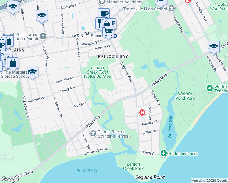 map of restaurants, bars, coffee shops, grocery stores, and more near 91 Hanover Avenue in Staten Island