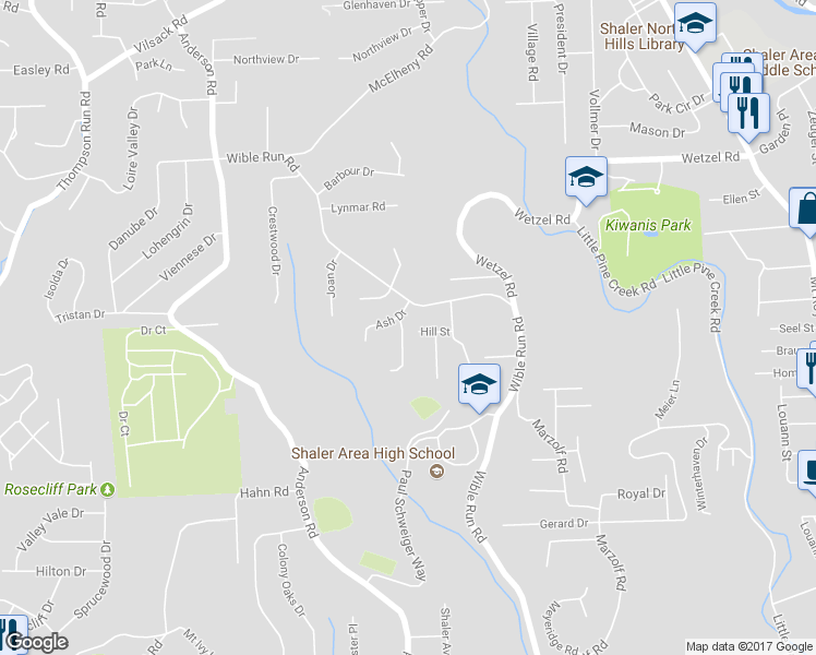 map of restaurants, bars, coffee shops, grocery stores, and more near 5202 Teakwood Court in Pittsburgh