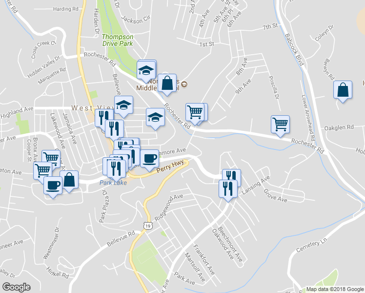 map of restaurants, bars, coffee shops, grocery stores, and more near 36 Glenmore Avenue in Pittsburgh