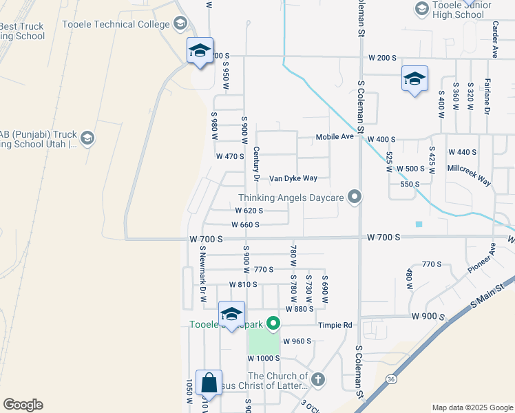 map of restaurants, bars, coffee shops, grocery stores, and more near 895 West 620 South in Tooele