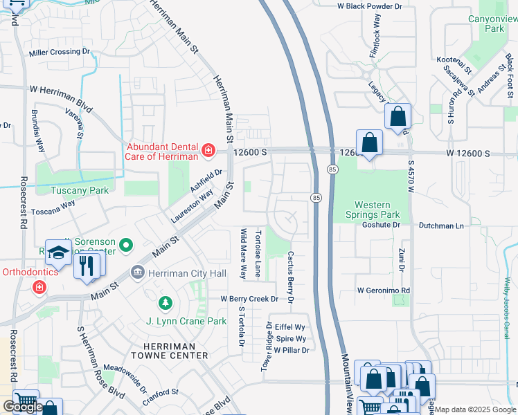 map of restaurants, bars, coffee shops, grocery stores, and more near 4968 Diamondback Drive in Riverton