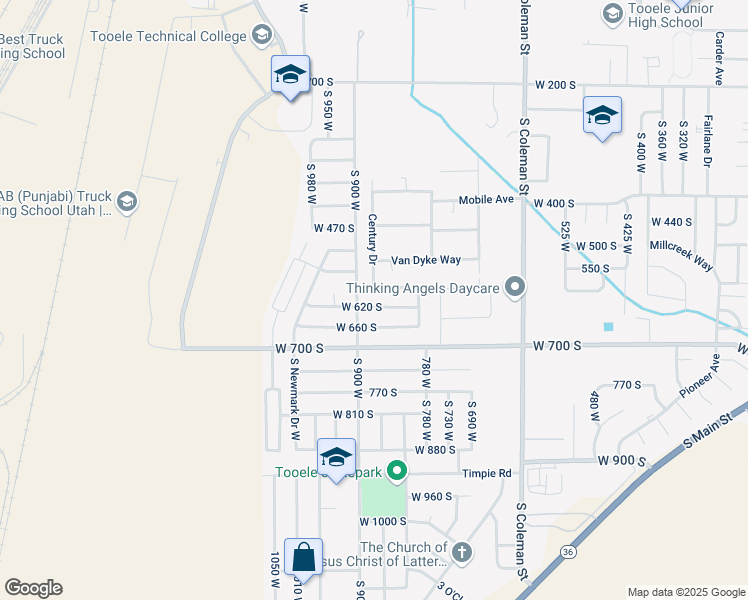 map of restaurants, bars, coffee shops, grocery stores, and more near 895 West 620 South in Tooele