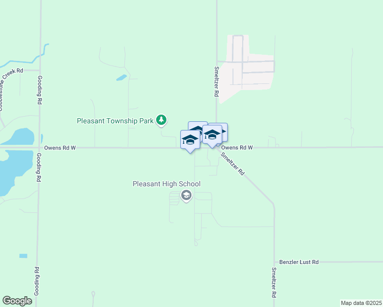 map of restaurants, bars, coffee shops, grocery stores, and more near 1107 Owens Road West in Marion