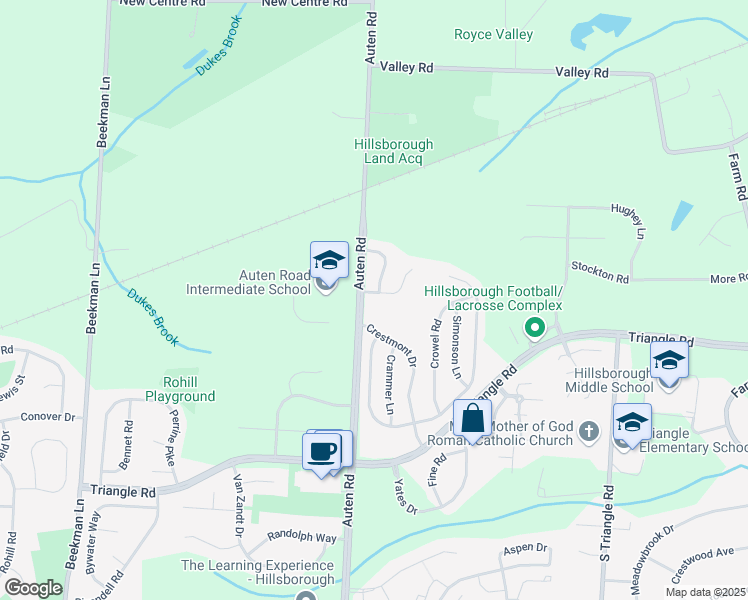 map of restaurants, bars, coffee shops, grocery stores, and more near 1 Crestmont Drive in Somerset County