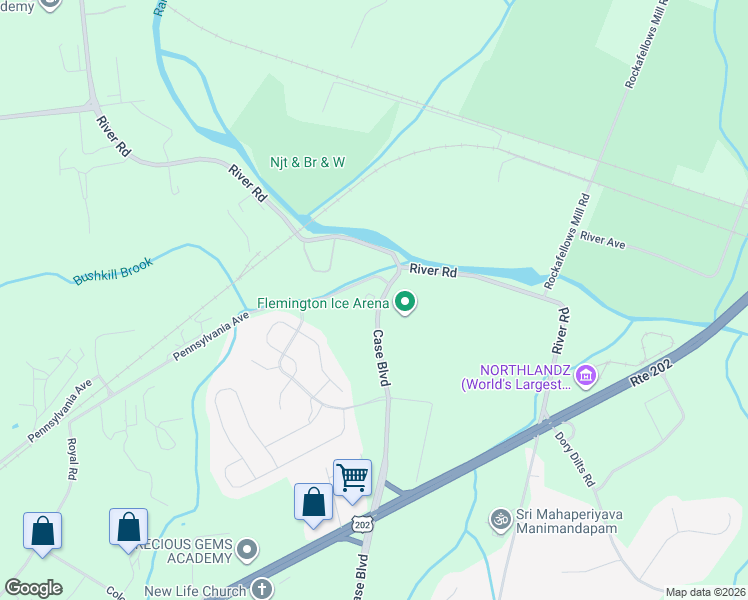 map of restaurants, bars, coffee shops, grocery stores, and more near 426 Case Boulevard in Flemington