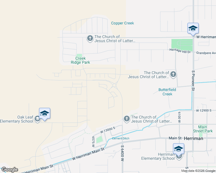 map of restaurants, bars, coffee shops, grocery stores, and more near Skyline Loop Lane in Herriman