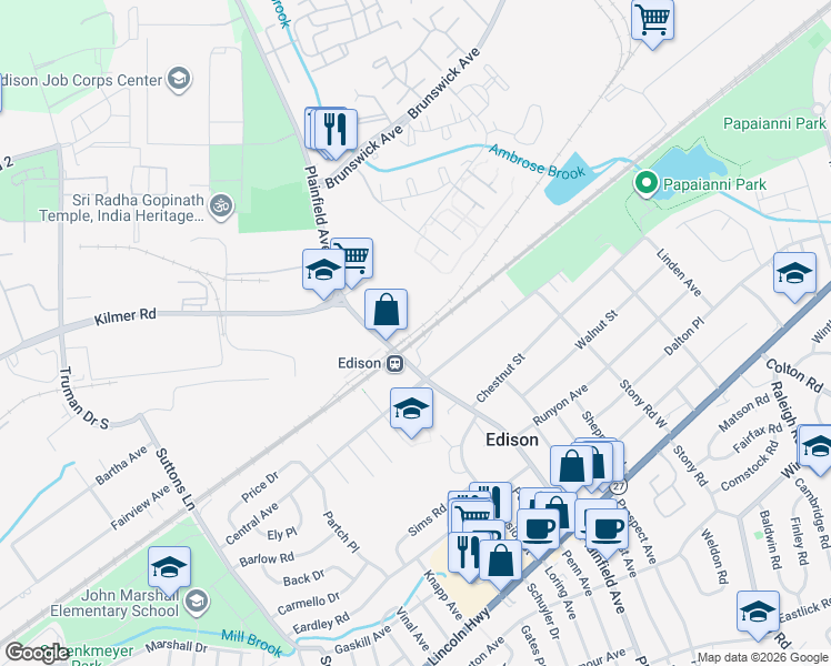 map of restaurants, bars, coffee shops, grocery stores, and more near in New Brunswick