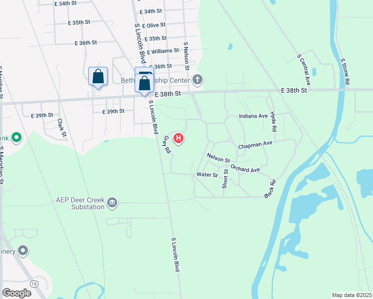 map of restaurants, bars, coffee shops, grocery stores, and more near 1700 East 38th Street in Marion