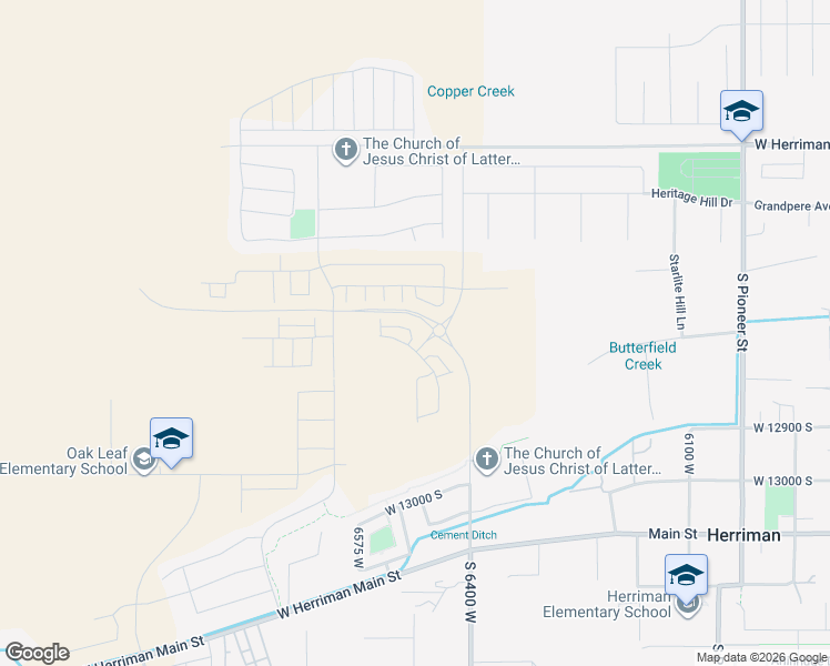 map of restaurants, bars, coffee shops, grocery stores, and more near 12582 Raindrop Circle in Herriman