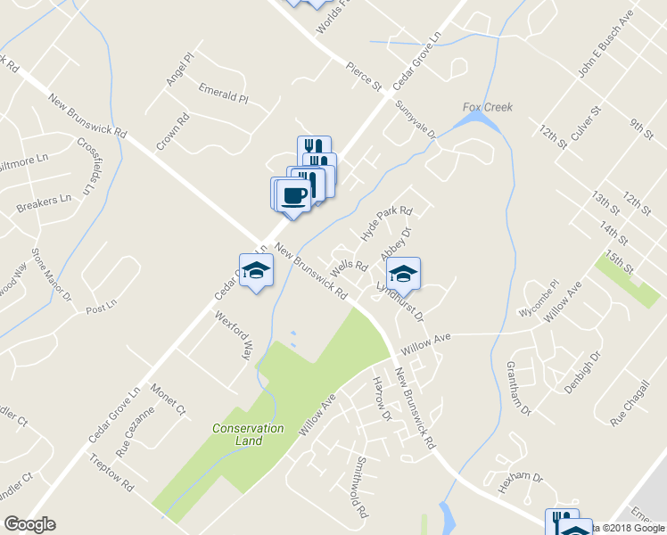 map of restaurants, bars, coffee shops, grocery stores, and more near 118 Selby Court in Franklin Township