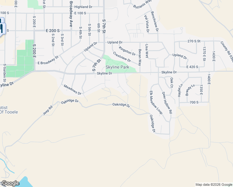 map of restaurants, bars, coffee shops, grocery stores, and more near 576 Oakridge Drive in Tooele