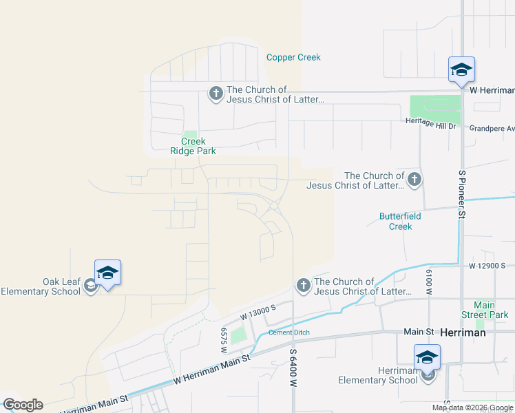 map of restaurants, bars, coffee shops, grocery stores, and more near Skyline Loop Lane in Herriman