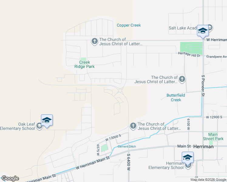 map of restaurants, bars, coffee shops, grocery stores, and more near 12582 Raindrop Circle in Herriman