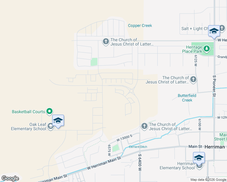 map of restaurants, bars, coffee shops, grocery stores, and more near 6568 Mount Rainier Drive in Herriman