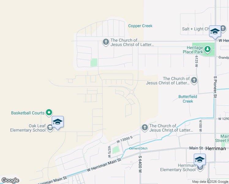 map of restaurants, bars, coffee shops, grocery stores, and more near 6562 Mount Rainier Drive in Herriman