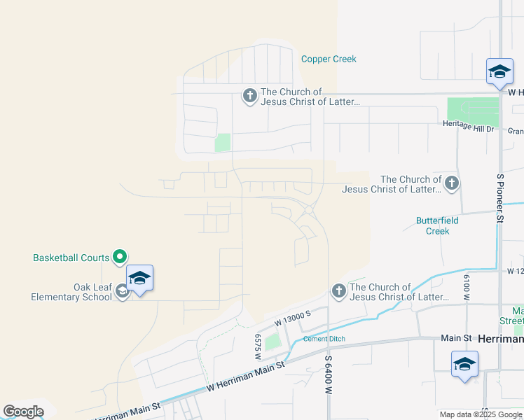 map of restaurants, bars, coffee shops, grocery stores, and more near 6574 Mount Rainier Drive in Herriman