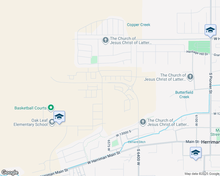 map of restaurants, bars, coffee shops, grocery stores, and more near 6582 Mount Rainier Drive in Herriman