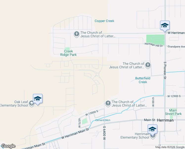 map of restaurants, bars, coffee shops, grocery stores, and more near Skyline Loop Lane in Herriman