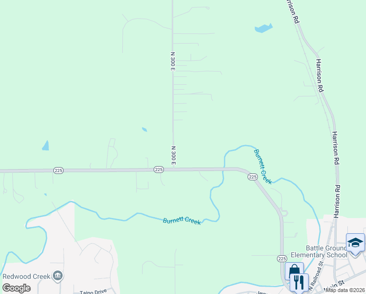 map of restaurants, bars, coffee shops, grocery stores, and more near 3012 Highway 225 in Battle Ground