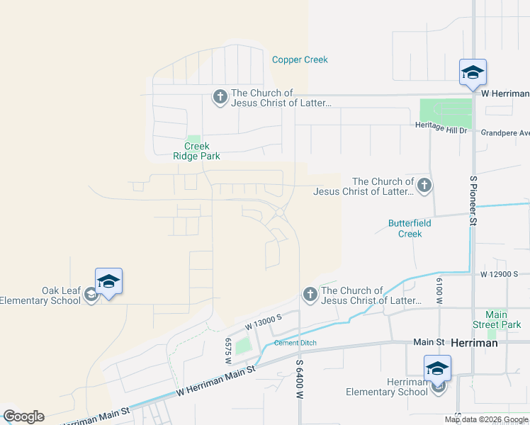 map of restaurants, bars, coffee shops, grocery stores, and more near Skyline Loop Lane in Herriman