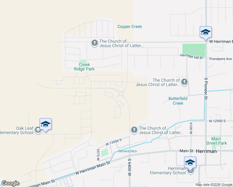 map of restaurants, bars, coffee shops, grocery stores, and more near Skyline Loop Lane in Herriman