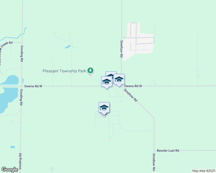 map of restaurants, bars, coffee shops, grocery stores, and more near 1107 Owens Road West in Marion