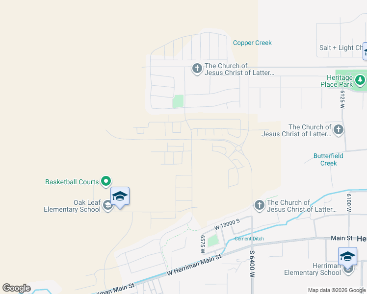 map of restaurants, bars, coffee shops, grocery stores, and more near Waterpocket Lane in Herriman